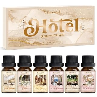 SALKING Hotel Collection Fragrance Oils Set for Diffuser, 6x10ml Luxury Scented Essential Oils - Santal, My Way, White Tea, Day Dream, The Hotel, Secret Desires - Amazon product rated Grade A