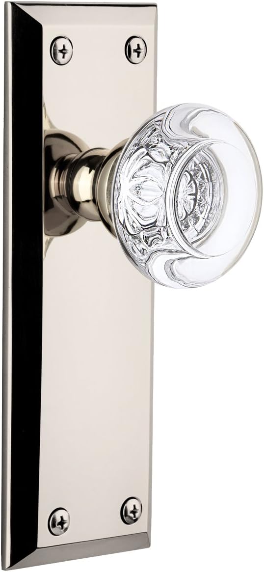 Grandeur Fifth Avenue Plate with Bordeaux Knob, Passage - 2.375", Polished Nickel