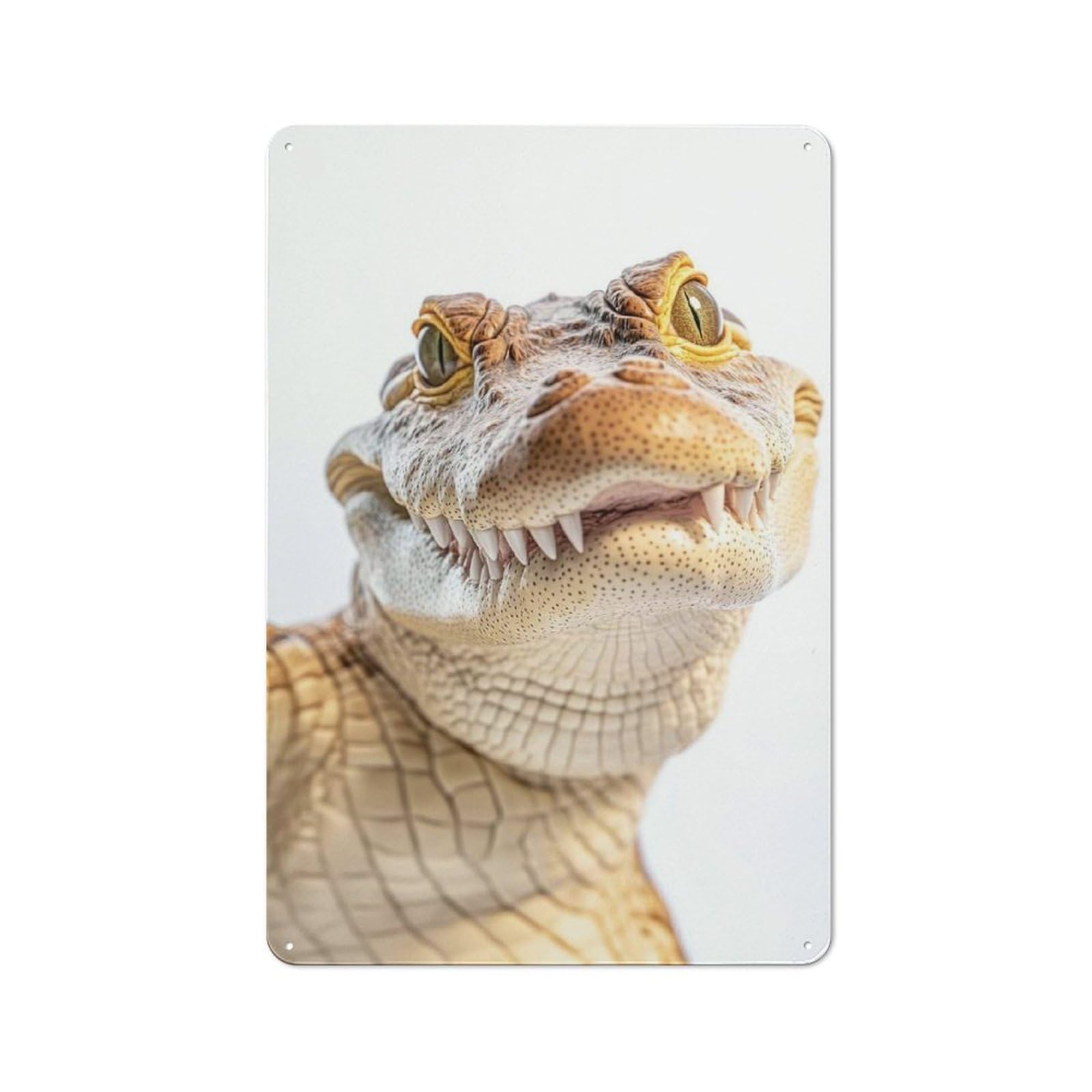Junmoney Smiling Crocodile Selfie Cottage Metal Wall Decor 30X20cm, Shed Metal Sign For Patio Bar, Workshop, Shed Or Kitchen