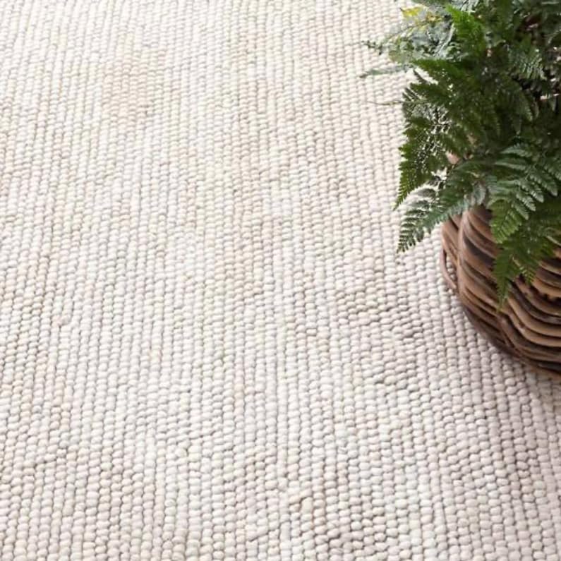 S & L Homes Wool Cotton Hand Woven Chunky Knit Popcorn Rug - Ivory Contemporary Area Rug for Living Room Bedroom (5' x 8' - Ivory)