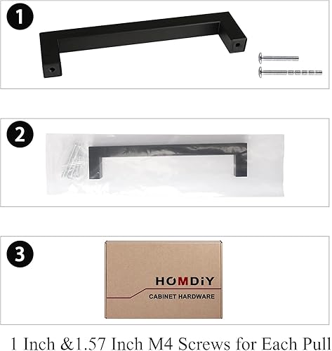 Miniatura 5 de Goldenwarm - Juego de 10 tiradores negros para gabinetes de acero inoxidable, color negro mate, manijas en barra rectangular para gabinetes en acero