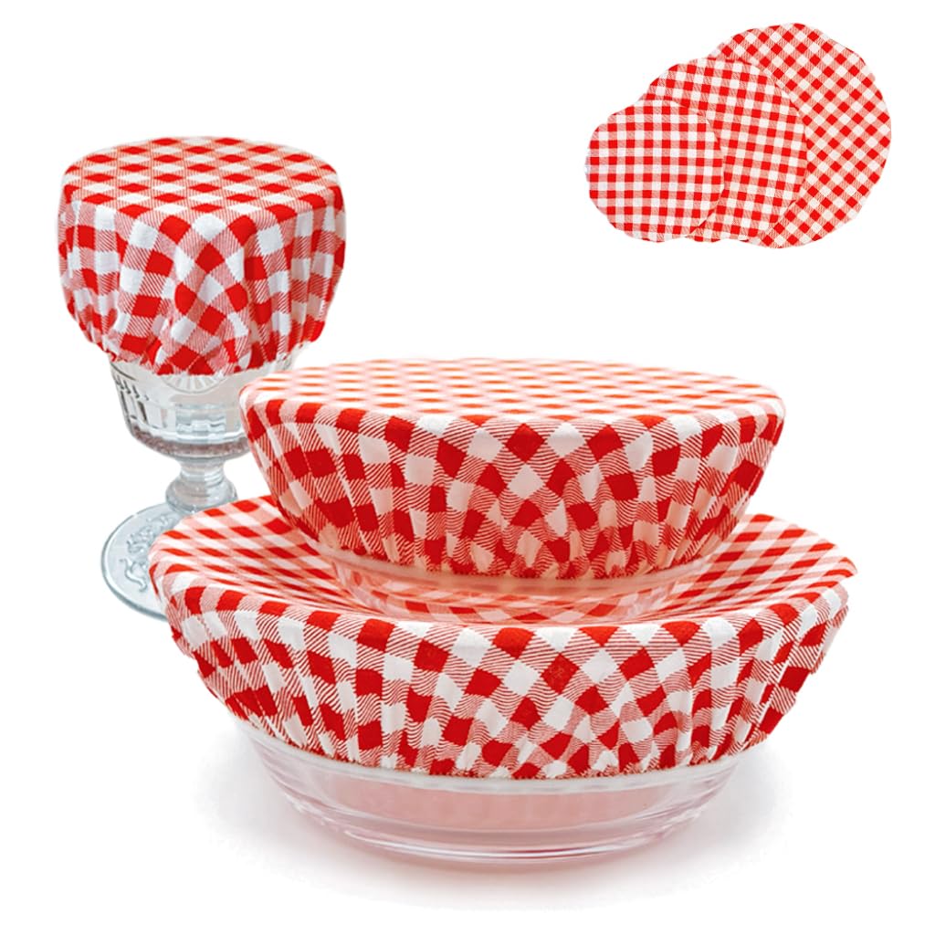 Reusable Cotton Bowl Covers (3 Pieces), Washable Fabric Dish Covers for Potluck, Picnic & Outdoor Parties, Eco-Friendly Food Protectors for Fridge & Countertop - (Pink and White)