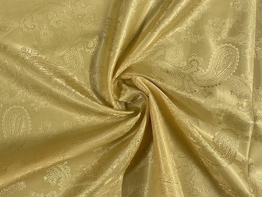 Paisley Jacquard Satin Lining Fabric Material Gold 5MTR