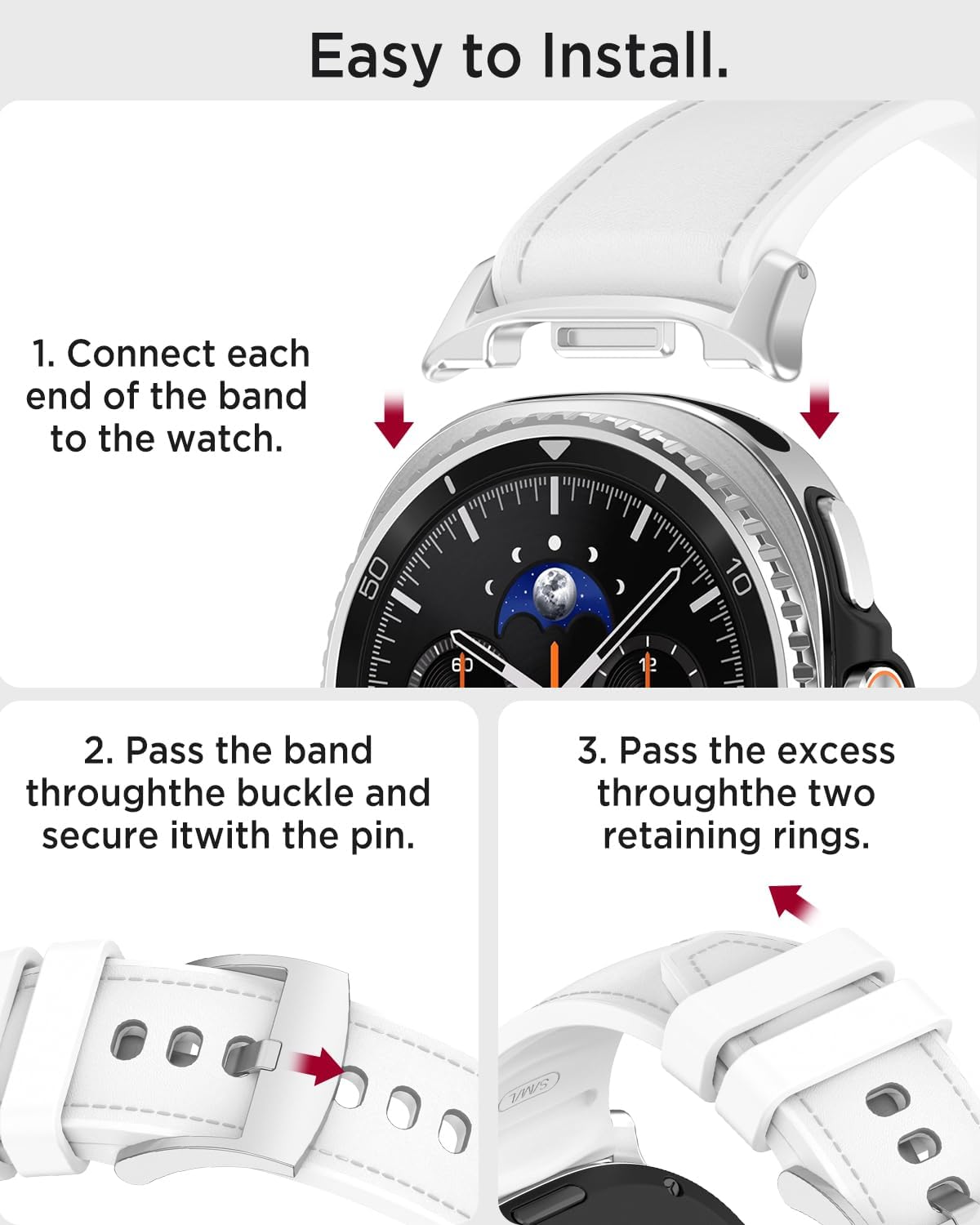 Miimall Leather Band Compatible for Galaxy Watch 9/8 40mm 44mm/8 Classic Strap, Genuine Leather Hybrid Soft Silicone Replacement Wristband for Samsung Galaxy Watch 9/8/8 Classic image 5