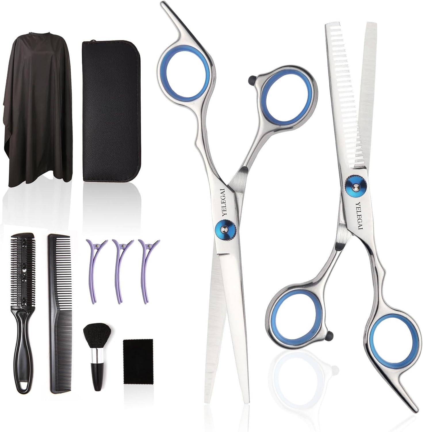 Hair Cutting Scissors Kit,11 Pcs Professional Haircut Scissors Kit with Cutting Scissors,Thinning Scissors,Neck Duster Brush,Comb,Barber Cape,Hair Clips,Hairdressing Shears Set for Barber and Home Hair Cutting Scissors Kit,11 Pcs Professional Haircut Scissors Kit with Cutting Scissors,Thinning Scissors,Neck Duster Brush,Comb,Barber Cape,Hair Clips,Hairdressing Shears Set for Barber and Home