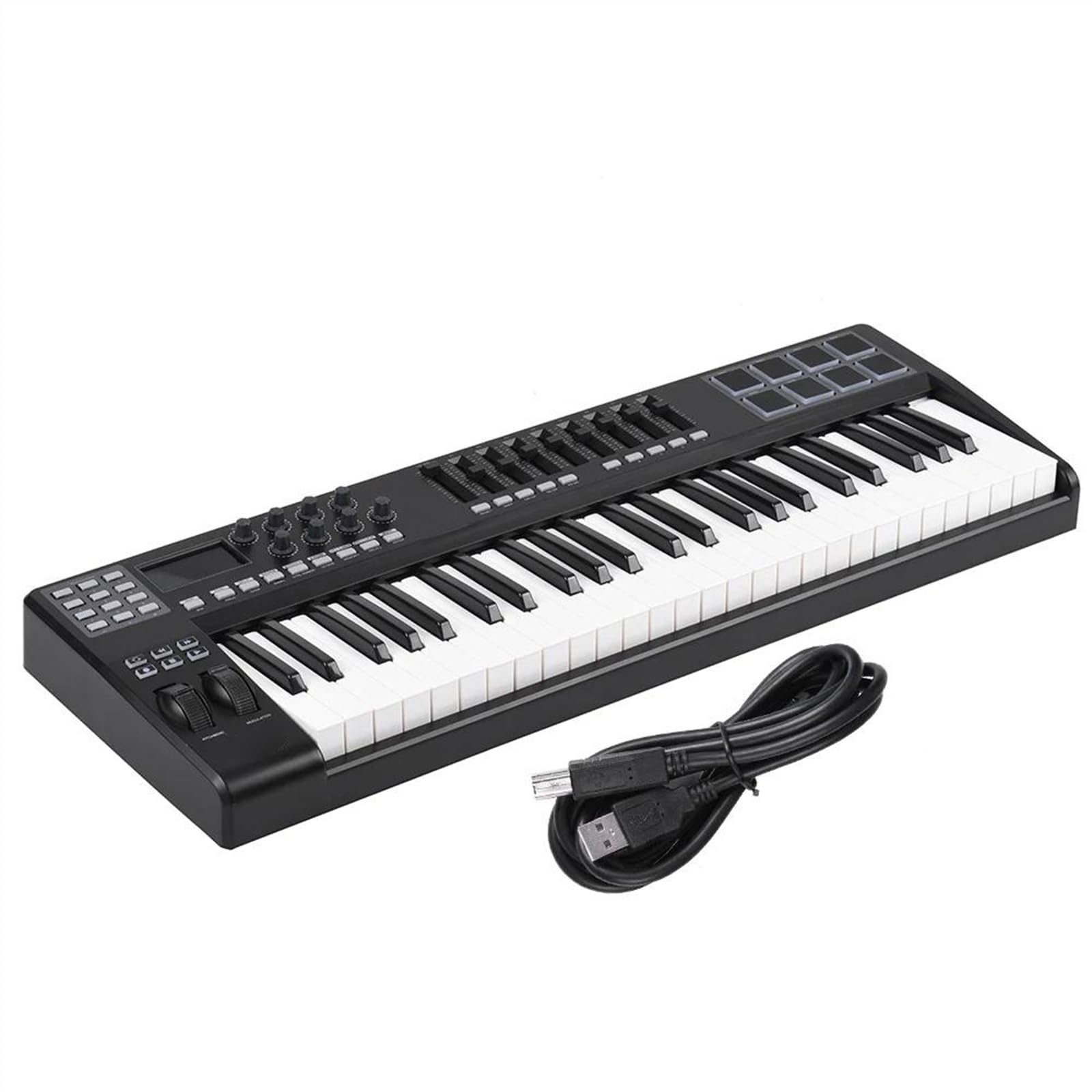 Tragbares 49-Tasten-USB-Tastatur-Controller-Instrument, 8 Bunte RGB-Hintergrundbeleuchtungspads Mit USB-Kabel Keyboard-Klavier für Anfänger