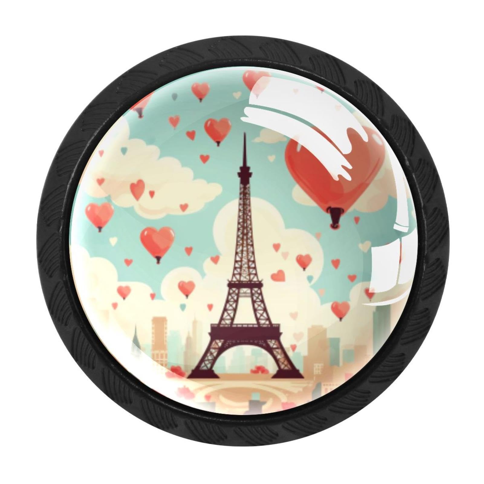 Chenzzzz Multicolored 19 4 Pieces Eiffel Tower Valentine's Day Drawer Knobs, 35Mm Black Cabinet Knobs, Drawer Pulls And Knobs, Dresser Drawer Knobs, Cabinet Hardware Kitchen Cabinet Knobs