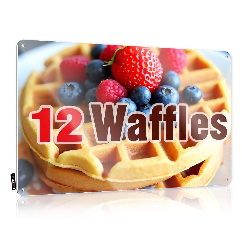 Artwork Inappropriate Funny Vintage Signs - 12 Waffles With Berries. Rustic Wall Art Stuff Easy Hang For Campsite(30X40CM)