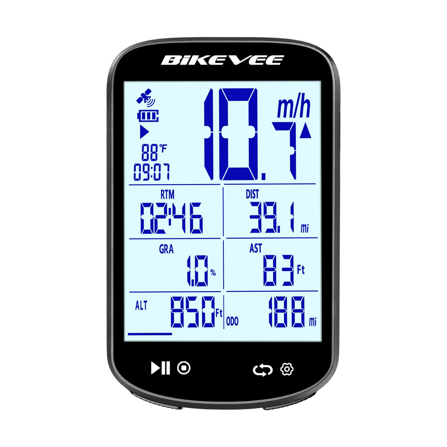 Bezprzewodowy komputer rowerowy GPS, licznik rowerowy z dużym wyświetlaczem i aplikacją Bluetooth, wodoszczelność IPX7, automatyczne podświetlenie, wyświetlacz FSTN 2,6 cala