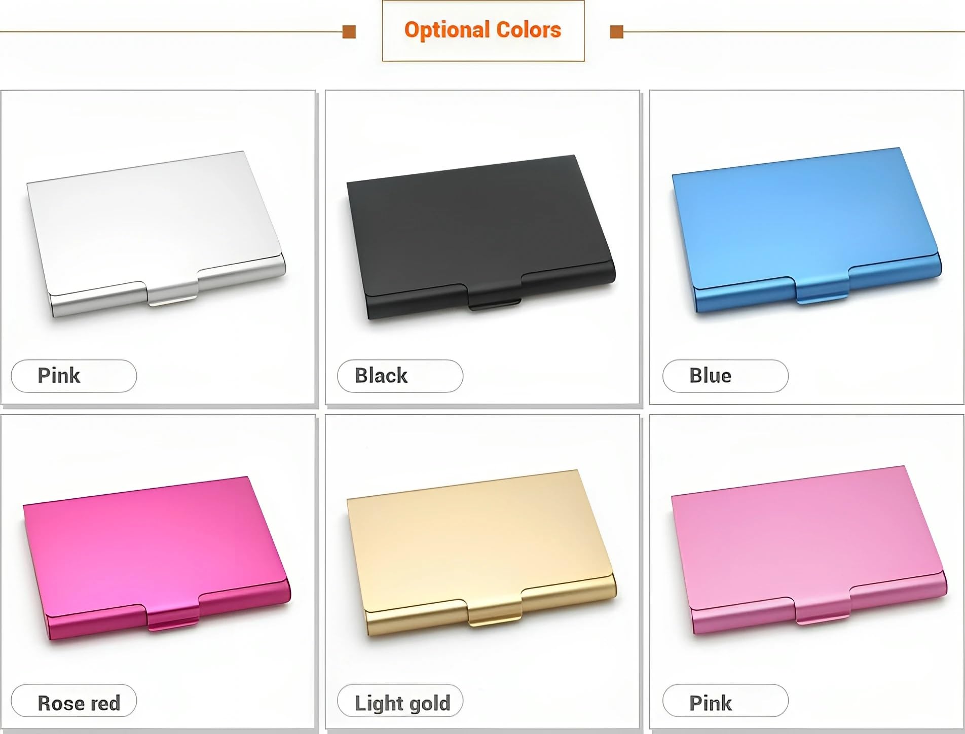 Lot de 20 porte-cartes de visite en métal argenté pour homme et femme, porte-cartes professionnels en aluminium pour cartes de visite, porte-monnaie fin avec boucle de fermeture