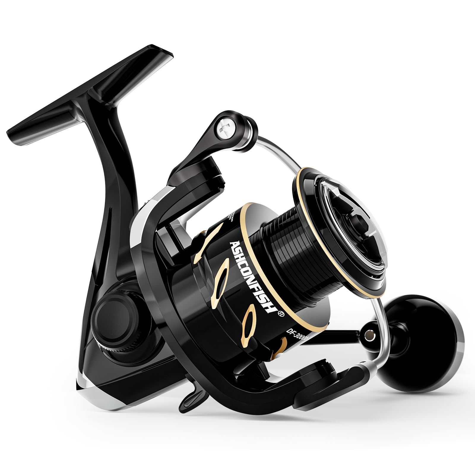 Ashconfish DF Series Spinning Reel Saltwater & Freshwater Fishing Reel, Lightweight Nylon/Fiberglass Frame, 7+1BB, 5.2:1 Gear Ratio,Long-Distance Casting DF