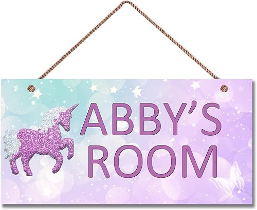 Miniatura 1 de Letreros personalizados de unicornio, bonita decoración de pared de dibujos animados para dormitorio de niñas, habitación de niños, temática de