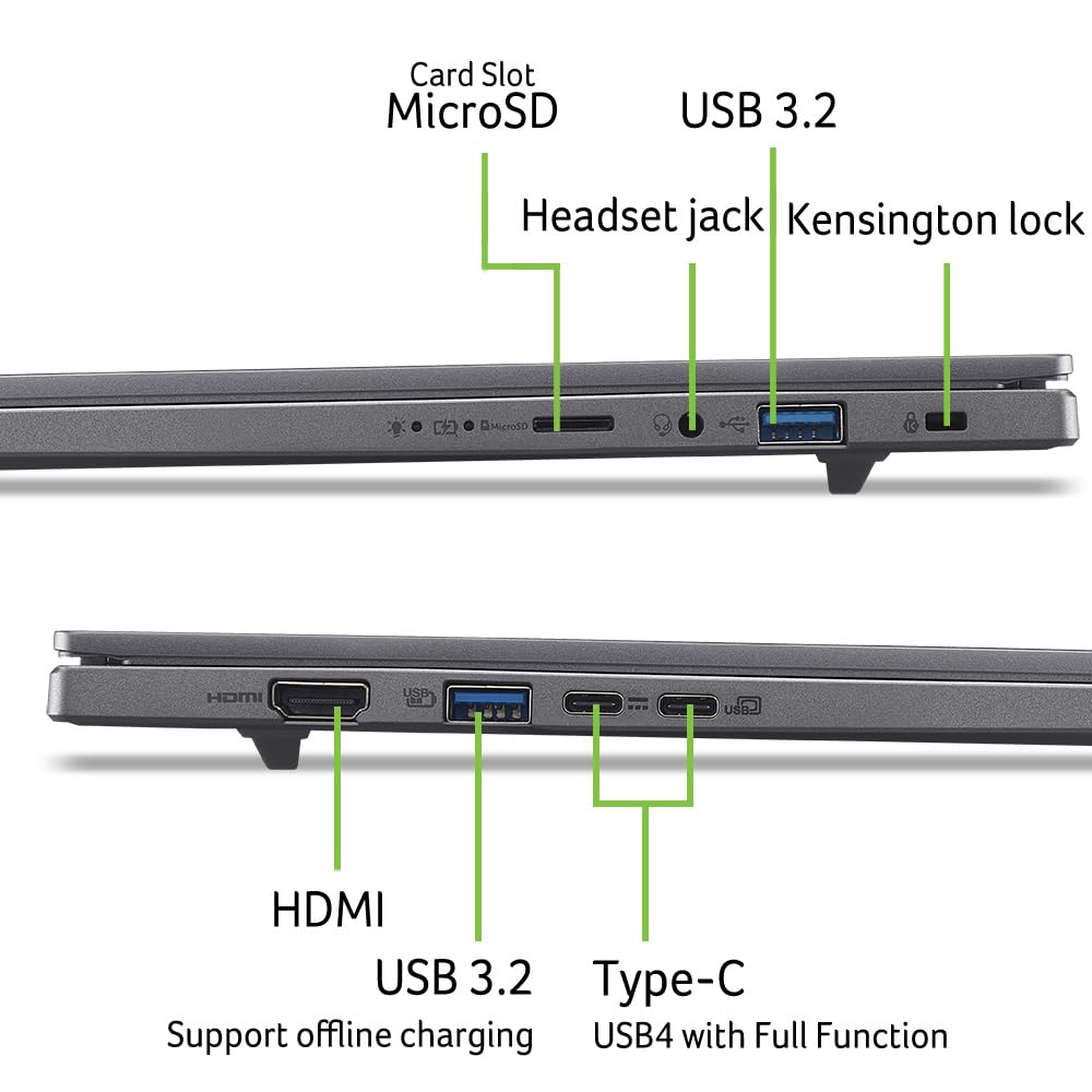 Acer Aspire 16 AI OLED (A16-61M-R8RH) KI laptop, Copilot+ PC, wyświetlacz 16" WUXGA+ OLED 120 Hz, AMD Ryzen AI 5 340, 16 GB RAM, 512 GB SSD, AMD Radeon 840M, Windows 11, klawiatura QWERTZ, szary