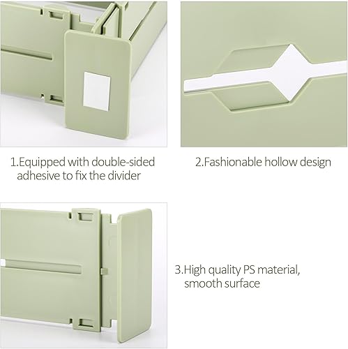 Miniatura 6 de acDesign Paquete de 4 separadores de cajones que se expande de 12.8 a 21.65 pulgadas, separadores ajustables de plástico para dormitorio, baño,