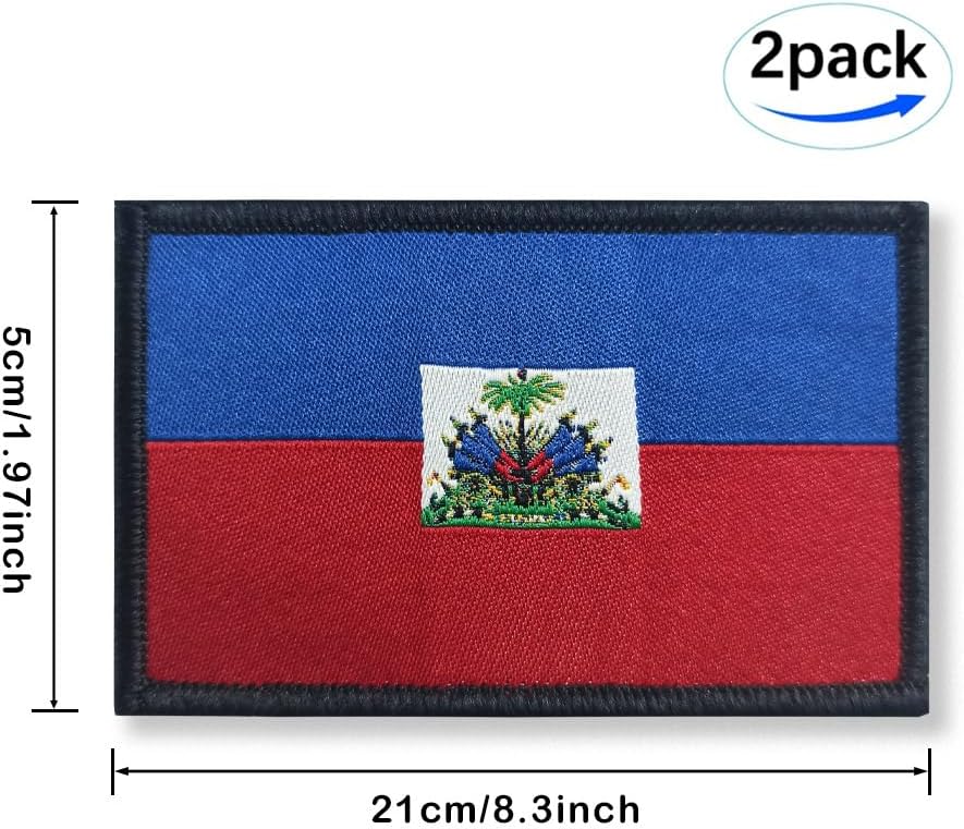 Miniatura 3 de Overdecor Parches militares tácticos de la bandera haitiana de Haití, cierre de velcro, paquete de 2
