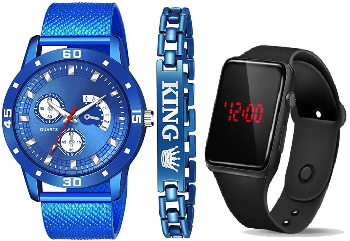 RPS FASHION WITH DEVICE OF R Multicolor Dial Sport PU Belt Watch & King Bracelet Pack of 3 Analog & Digital Watch (B0B5F5SFDL) Amazon Price History, Amazon Price Tracker
