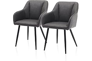 TUKAILAi Grey Leather Dining Chairs - Set of 2