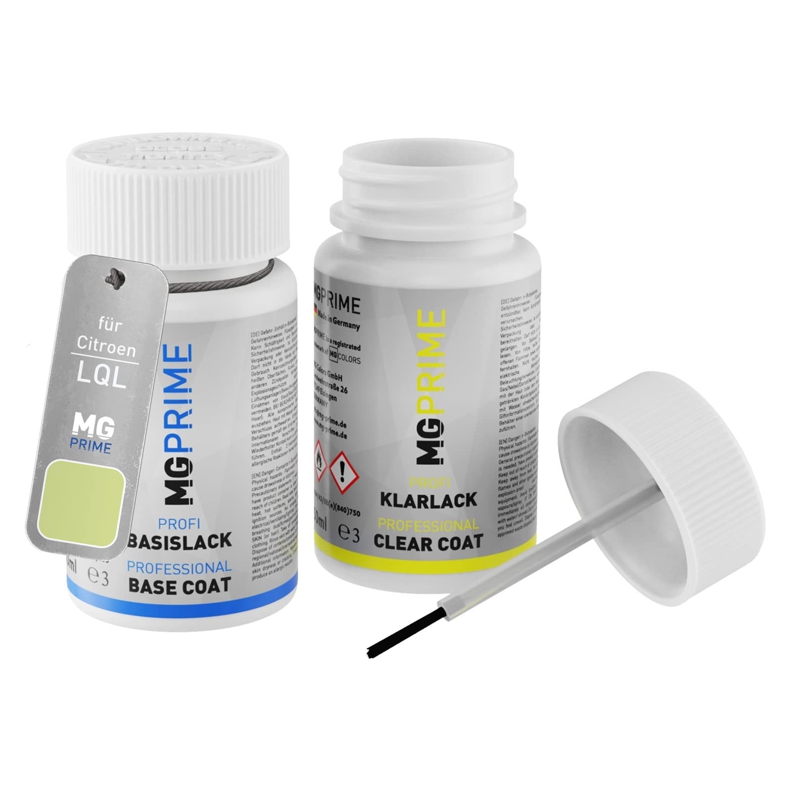 MG PRIMECar Paint Touch-up pen set for Citroen LQL Vert Cedre/Zedergrün Base coat clear coat 50ml each