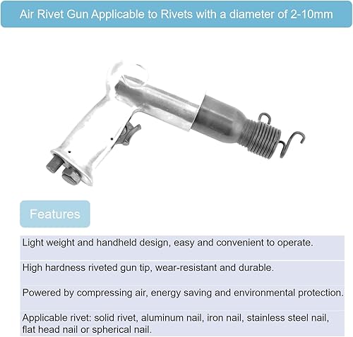 Miniatura 5 de 190 Tipo Pistola de remachadora de aire de mano de cabeza redonda Pistola de tuerca remachadora neumática profesional para metal, plástico y cuero