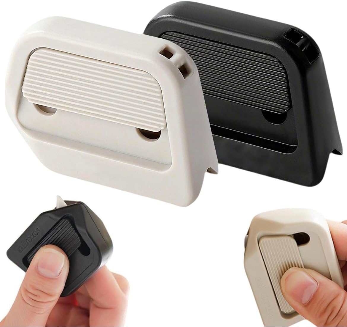 2pcs 2025 New Magnetic Box Cutter - Upgrade Auto-Retract Utility Knives with Ceramic Blade & Right Angle Groove, Mini Portable Package Opener Tool for Cardboard, Retractable Safe Home Office Use