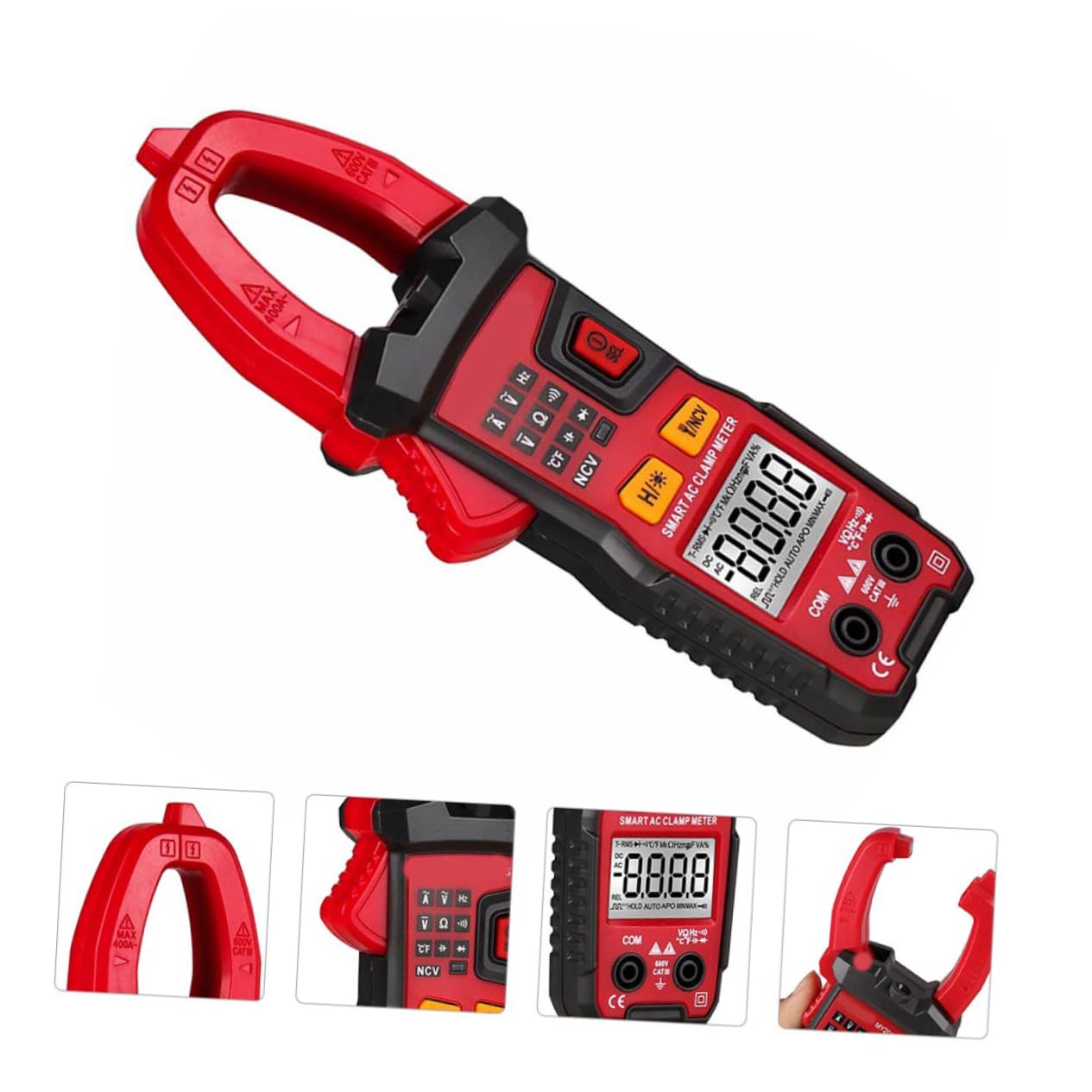 Uonlytech Multi Function Clamp Multimeter Auto Ranging Electrical Ammeter Voltage Tester with LCD Backlight Overload Protection Exterior for Ac Dc Measurement