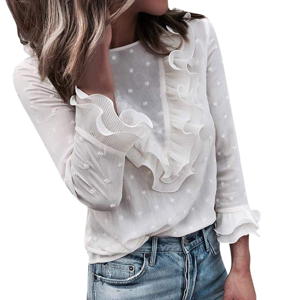 Lazzboy Tops Womens Ruffle 3/4 Long Flare Sleeve Elegant Floral Embroideried Size 10-16 Ladies Shirt Blouse