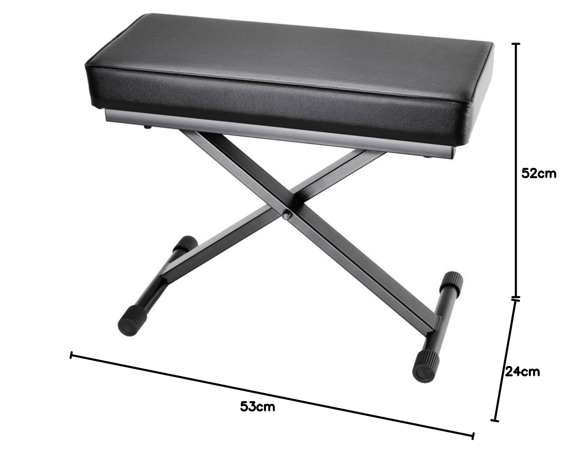 Adam Hall Stands SKT 17 - Extra Dick Gepolsterte Zusammenklappbare Keyboard-Bank, bis zu 52 cm, Stahl, schwarz