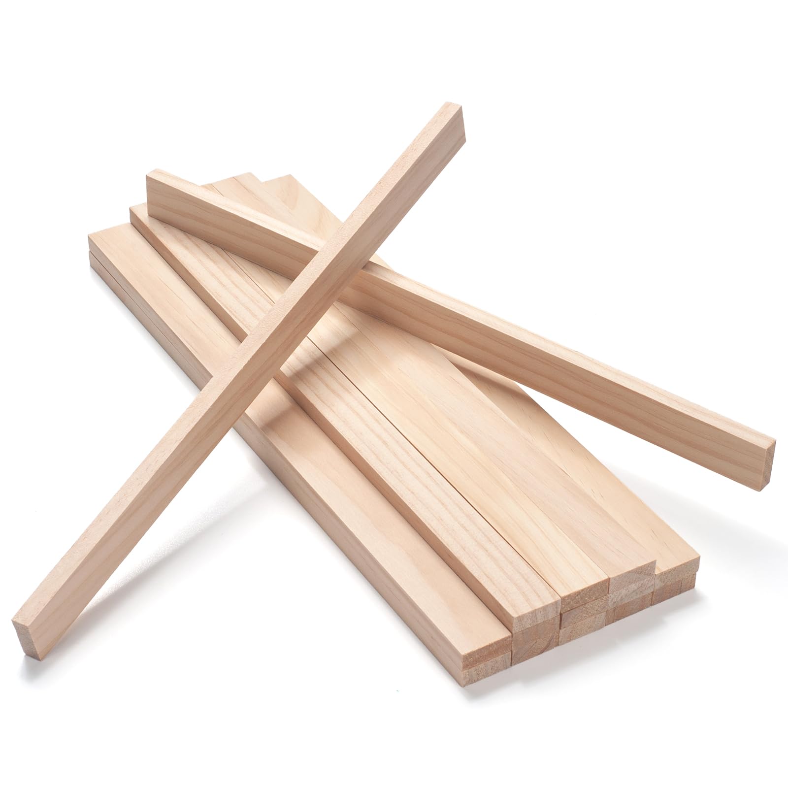 Wooden Dowels for Crafts, Wood Strips Wood Trim Slats for Wall 3/8" × 1" × 15", 15 PCS Square Dowel Rods Wooden Sticks for Crafts, Unfinished Hardwood Sticks Flat Lumber Boards for Woodworking — image 1