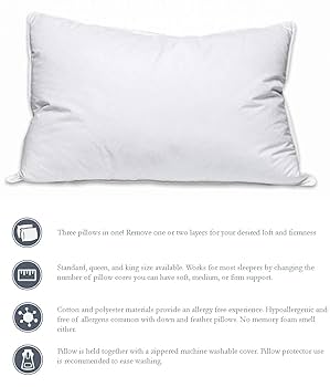 Amazon | Pillowtex調節可能なロフト枕 – 1つで3つ枕 King (20