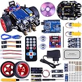 【Equipado con CD】☛CD con un conjunto completo de materiales, esquemas, código fuente, manuales, materiales de aprendizaje, etc. Compatible con el aprendizaje del código fuente del entorno de desarrollo Arduino IDE y diferentes funciones de diseño de bricolaje.