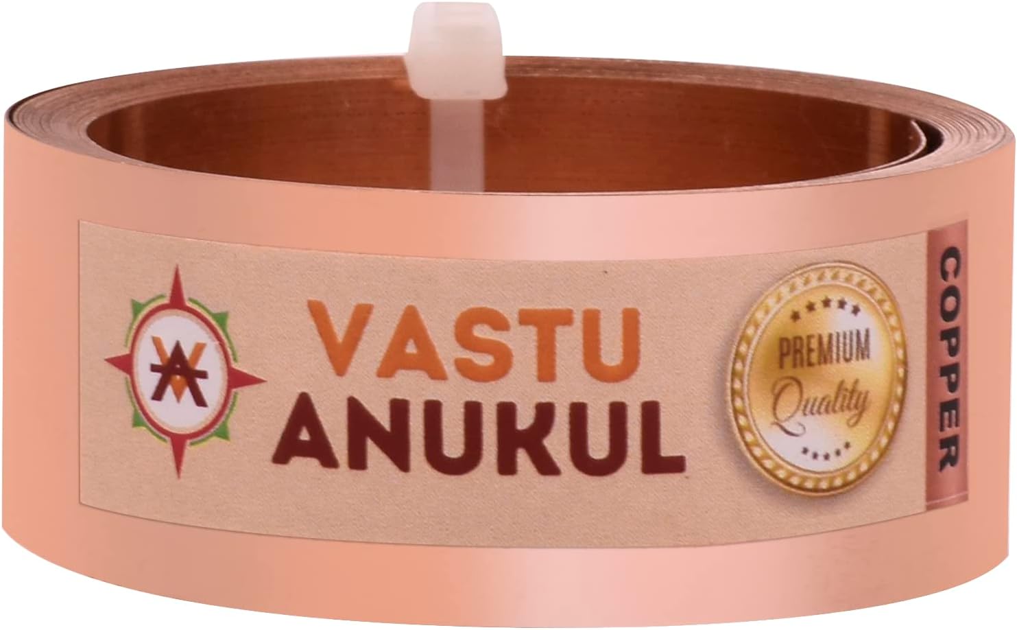 Premium Metal Vastu Strips (Size L 10.2 Feet x W1 inch/25mm x 0.2 mm Gauge Thickness Vastu Remedies for Entrance, Toilet Correction and Zone Balancing - (Copper)