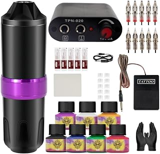 Tattoo Pen Kit - Tattoo Motor Pen Set, Tattoo Pen Set, Tattoo Beginner Set, Mini Power Supply Set for Complete Tattoo Kit Liner Shader Coloring Beginner Tattoo Artists,4