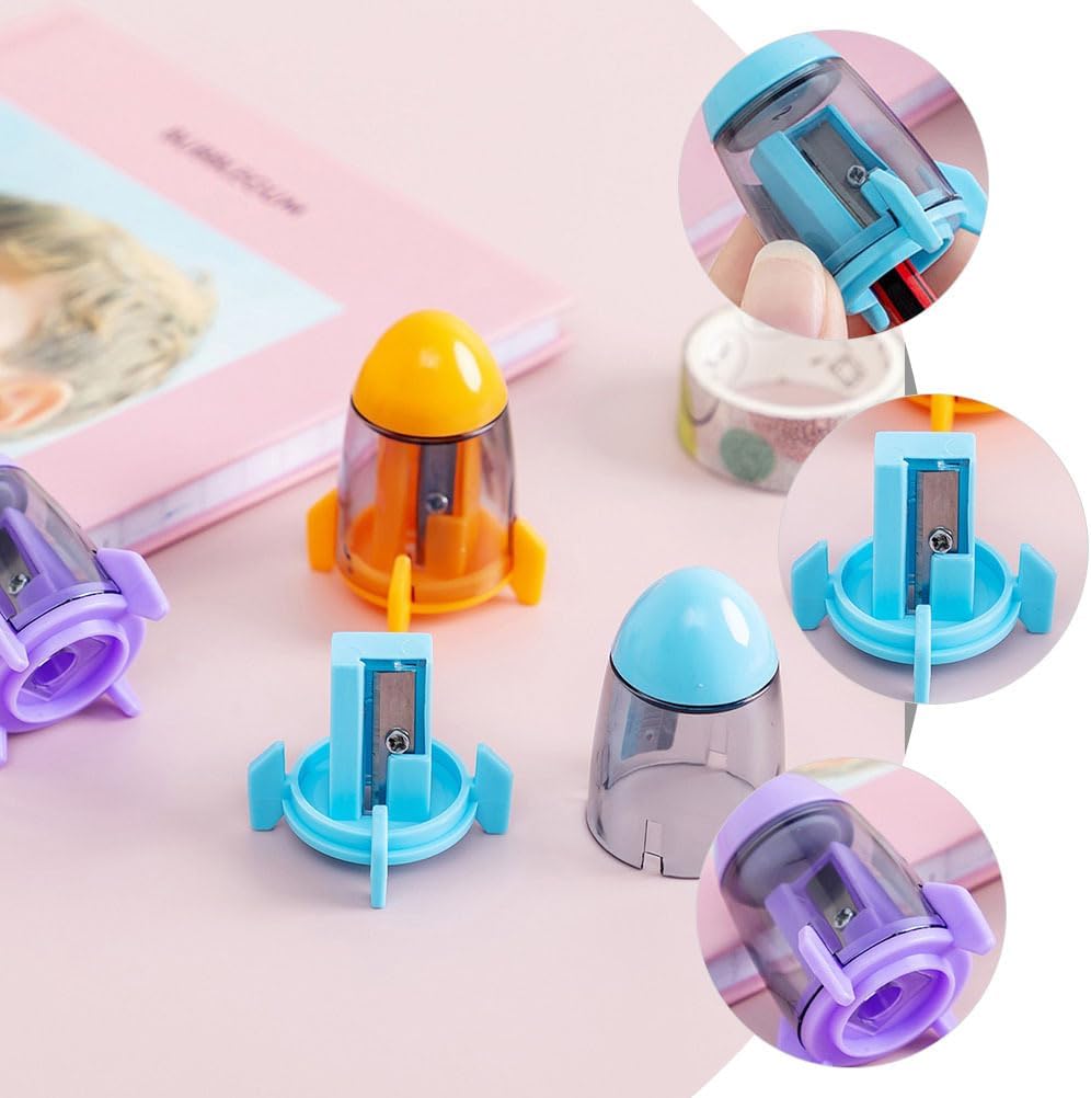 Rocket Pencil Sharpener Manual Handheld School Pencil Sharpener for Kids Classroom Use Compact 1.57 Inch Portable Single Hole Shapers