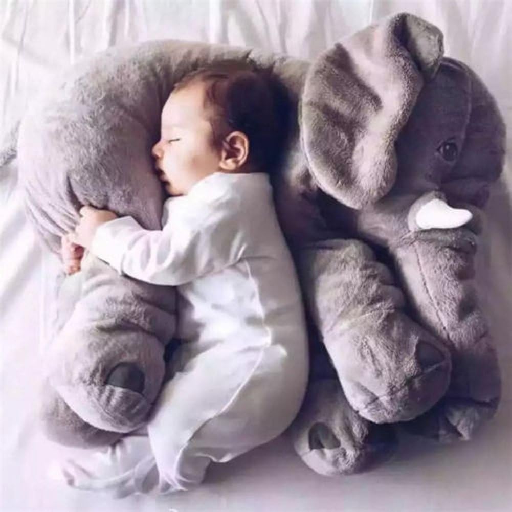 Misandrie Cute Elephant Pillow Toddler Sleeping Elephant Plush Cushion Soft Plush Elephant Toy Children Birthday Gift（grey）