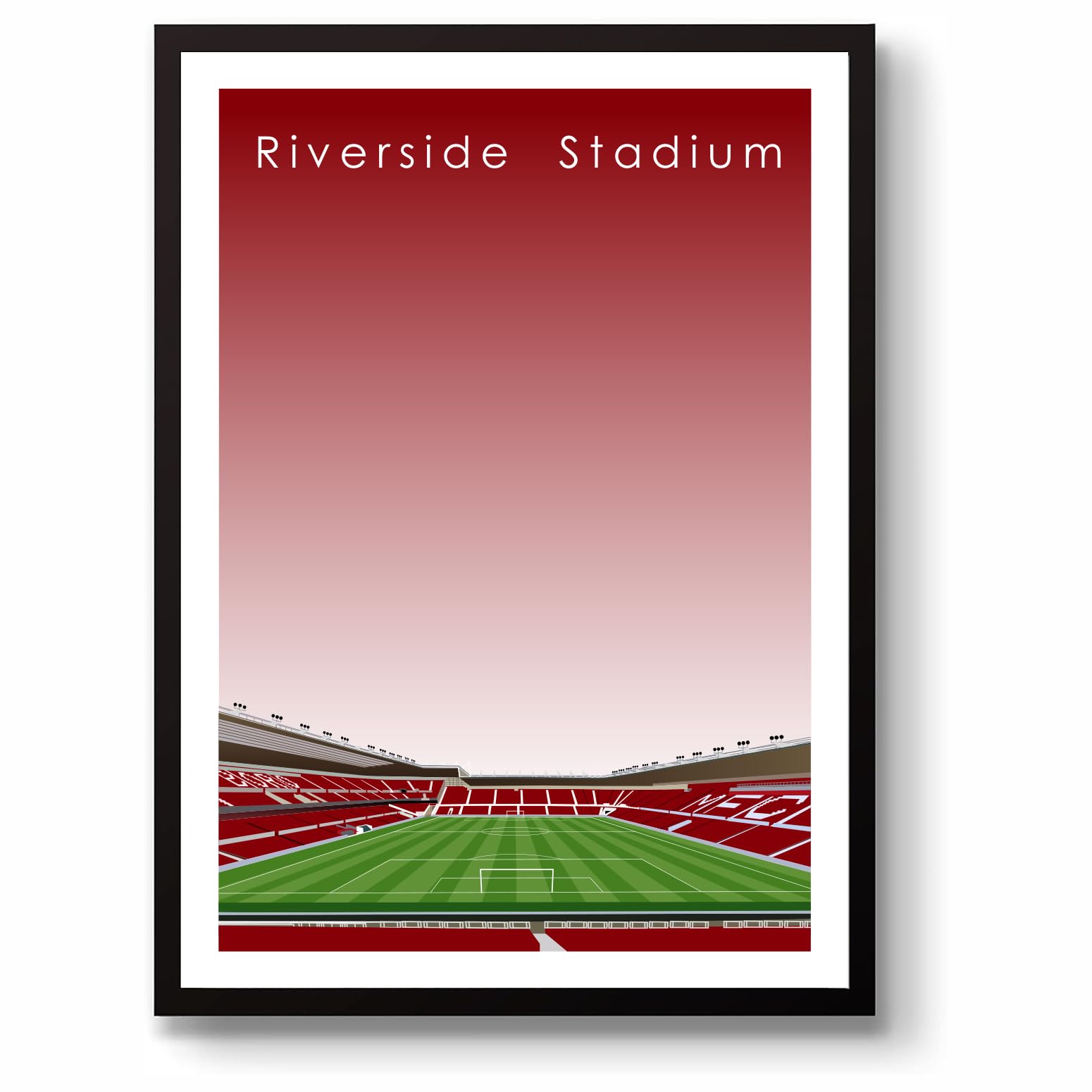 GroundDesigns MIDDLESBROUGH FC Football Gift RIVERSIDE STADIUM Art UNFRAMED A3 Print