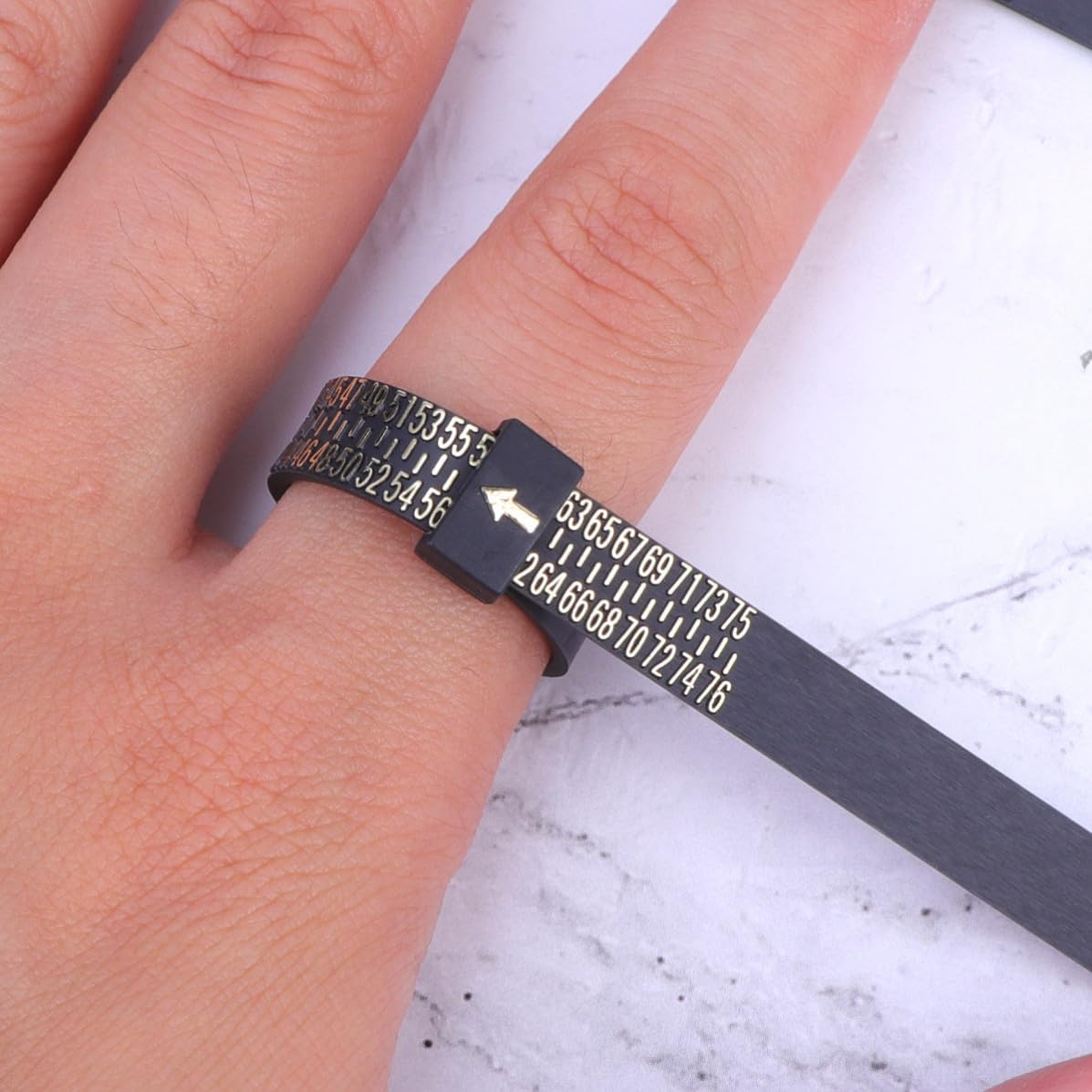 5pcs Ring Gauge Sizer Portable Black Plastic Measuring Tool for Rings