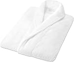 LIVINGbasics Peignoir unisexe - 100% Terry coton doux peluche Kimono Robe, blanc, taille