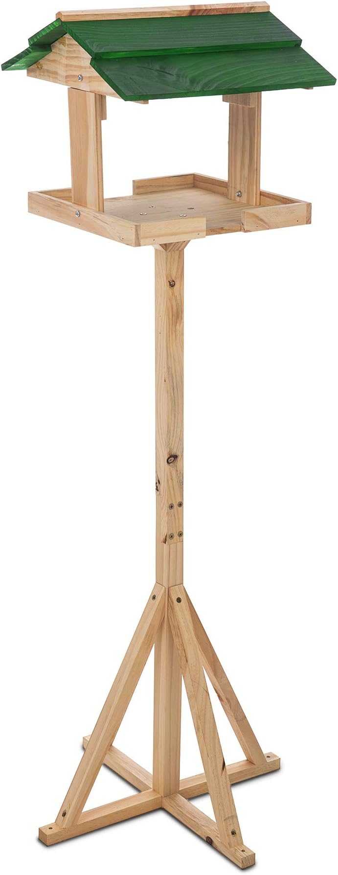 Petlicity Traditional Wooden Bird Table Garden Birds Feeder Feeding Station Free Standing Feeding Table Station Bird House