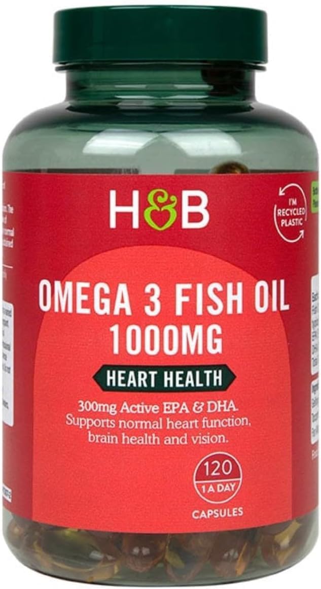 Holland and Barett Omega 3 Fish Oil 1000mg Capsules, 300mg EPA & DHA, 120 Count
