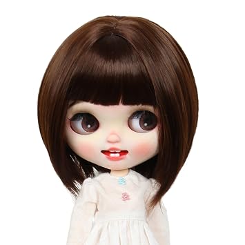 Just 1pc Wig fit for 10-11 inch Head Dolls Short Straight Hair Brown