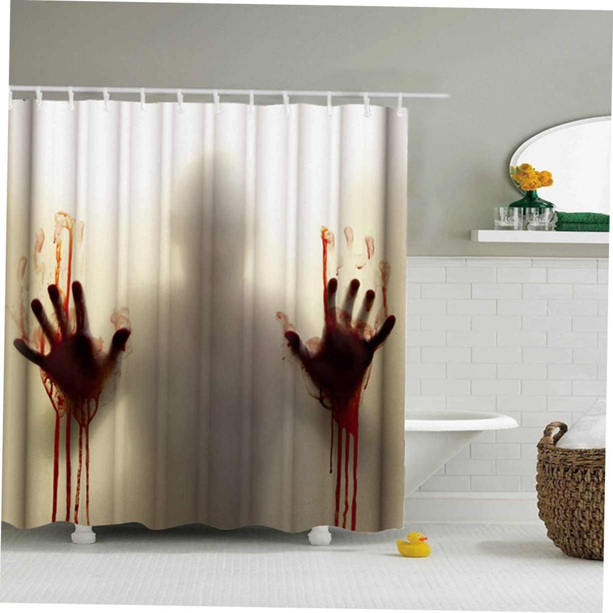 Cabilock Cortina De Ducha con Impresión De Sangre De Halloween 180 Ancho X180 Alto Cm Decoraciones Sangrientas De Halloween Cortina De Baño con Gancho Cortinas De Ducha Impermeable Conectar
