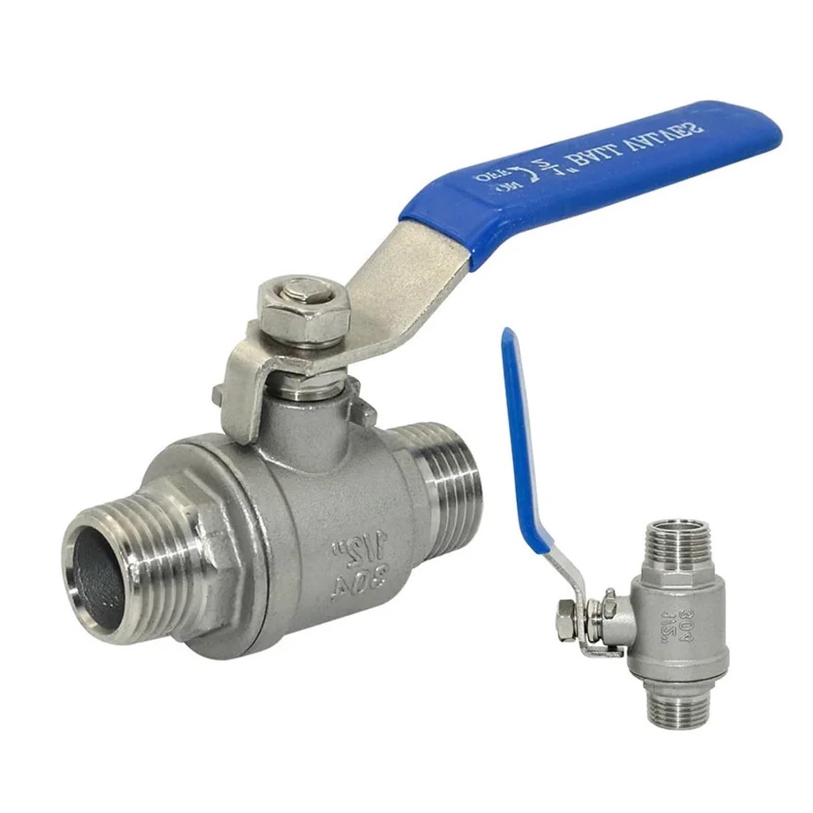 Valvola a sfera in acciaio inossidabile 304 a due pezzi 1/4 3/8 1/2" 3/4" 1" 2" filettatura maschio Adattatore raccordo interruttore acqua gas olio(1-1/4")