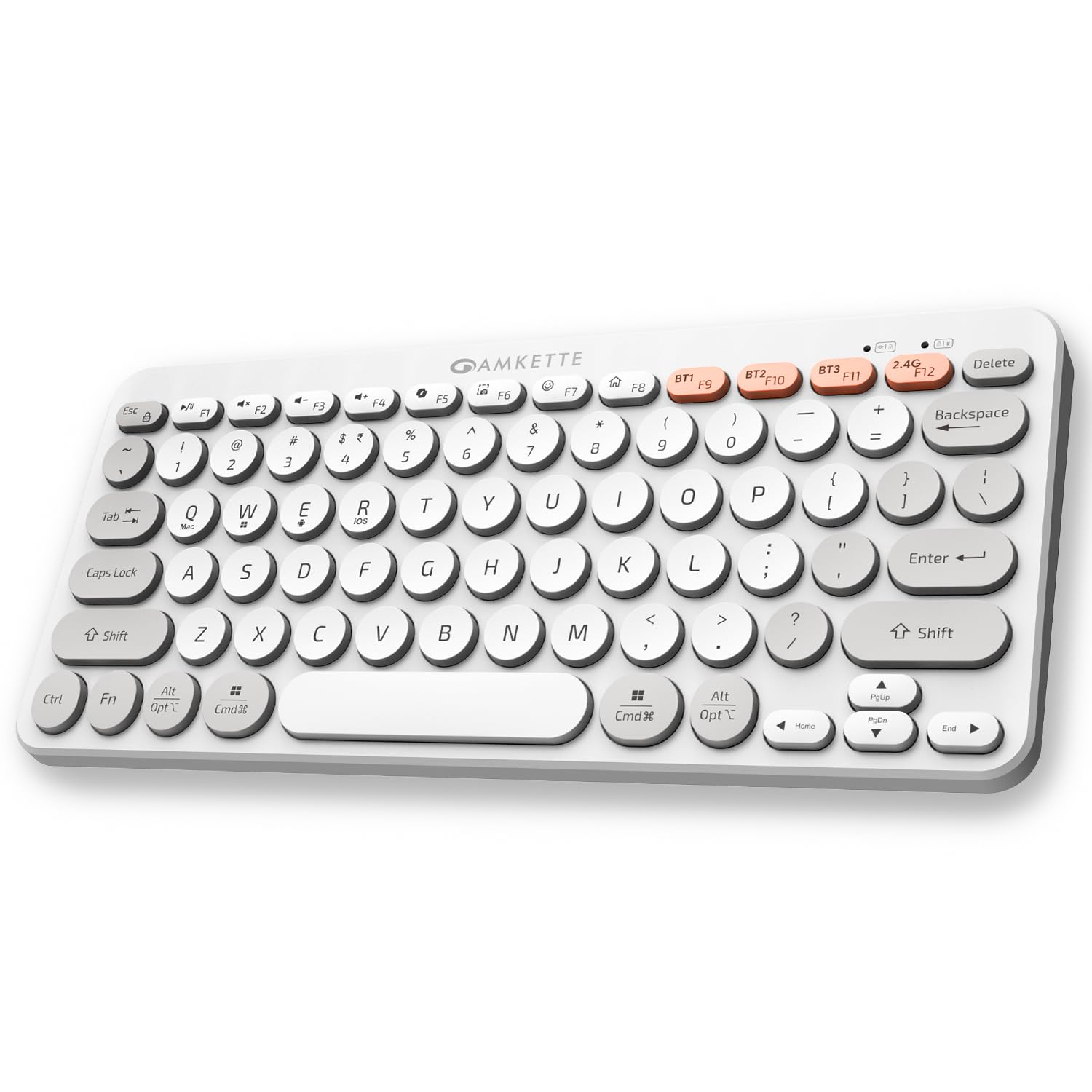 Amkette New and Improved Optimus BT 4 in 1 Multi Device Wireless Keyboard/Bluetooth Keyboard | One Click Device Switching and AI Access for Windows, M...
