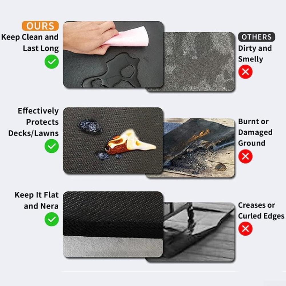 Tapis de barbecue d'extérieur en fibre de verre résistant à la chaleur, pliable, imperméable, résistant à la chaleur