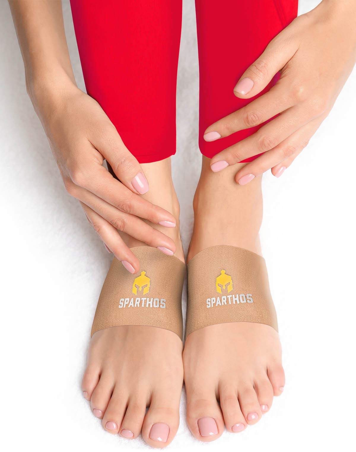 SparthosSparthos Plantar Fasciitis Support - Arch Compression Brace - Foot Feet Brace, Ankle Pain Relief, Night Splint - Shoe Boot Sandals Insert Inserts Insoles - Mens and Womens (Beige-L)