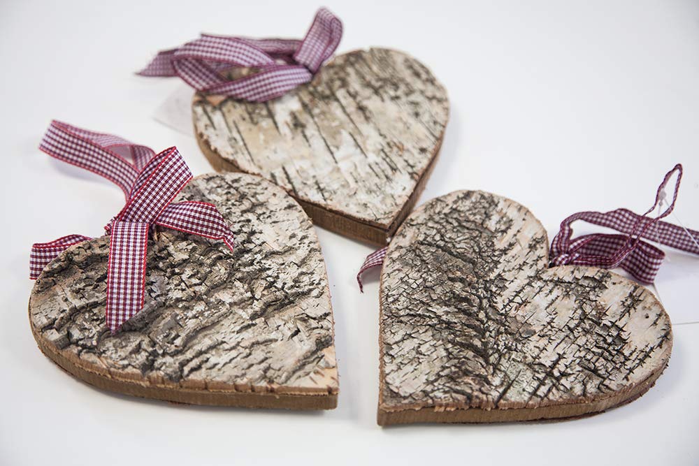 Natural Birch Heart 15cm Rustic Wooden Heart Rustic Wedding Natural Bark Heart Favours Table Decoration