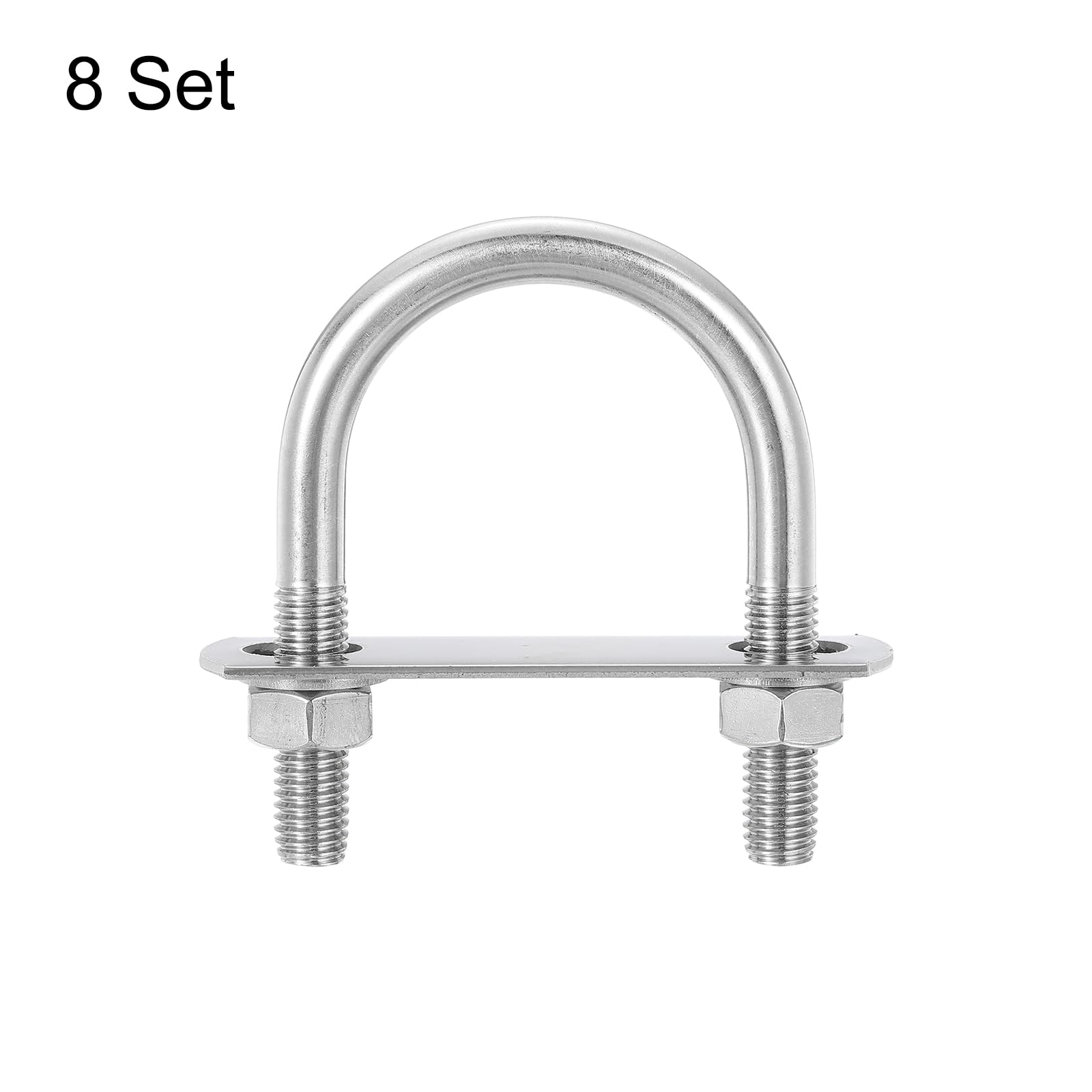 QUARKZMAN 8 Set U Schrauben M10 x 45mm ID x 76mm Länge Runde U Bügelschraube Edelstahl 304 Klammer Schellen U-Bolzen mit Gewinde Muttern Rahmenplatte Unterlegscheibe für Rohr Befestigung