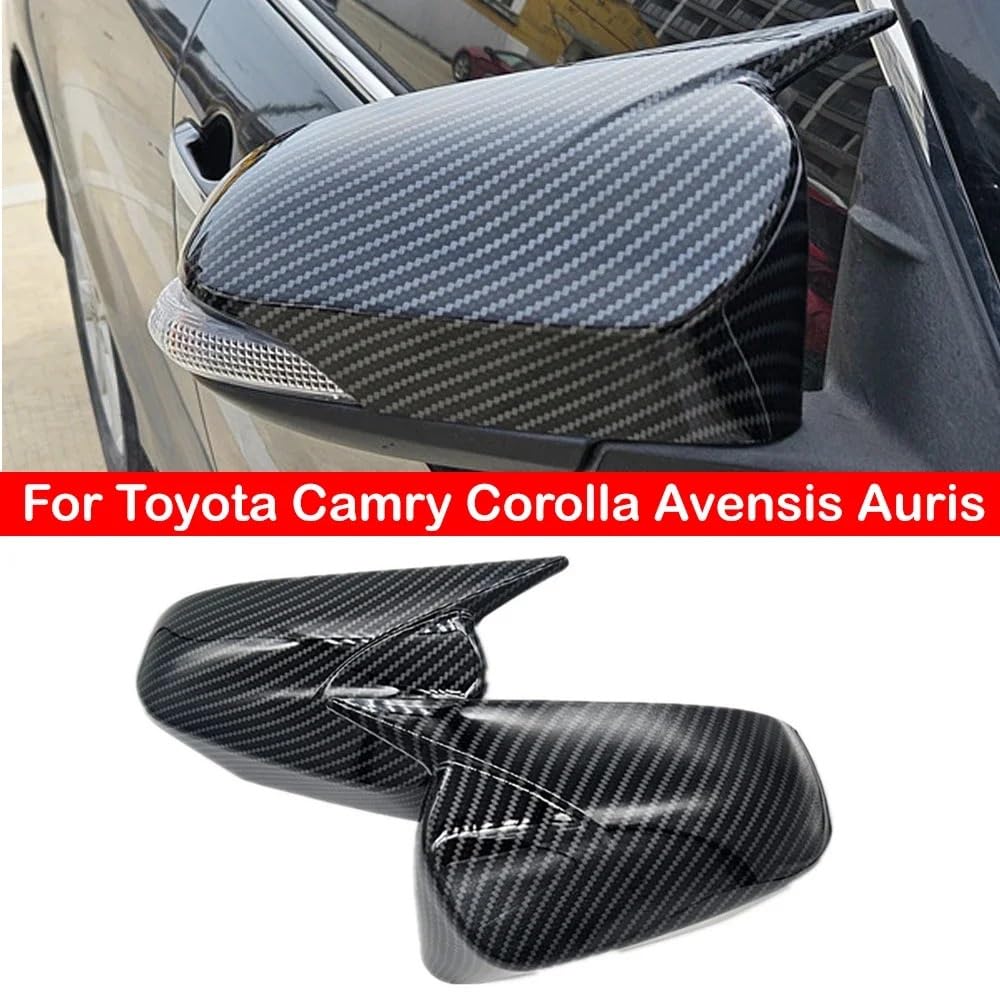 Obudowa lusterka samochodowe Pasuje do Toyota Avensis Auris naklejki samochodowe lusterko wsteczne boczne pokrywa skrzydło Cap zewnętrzne drzwi widok(No Light Carbon)