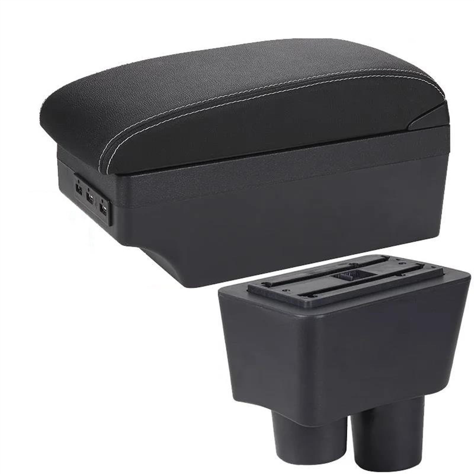 NOHEEU Rotatable Car Armrest Box Storage Accessories Interior Details Retrofit Parts For Almera For Versa(A3 Black white 7USB)