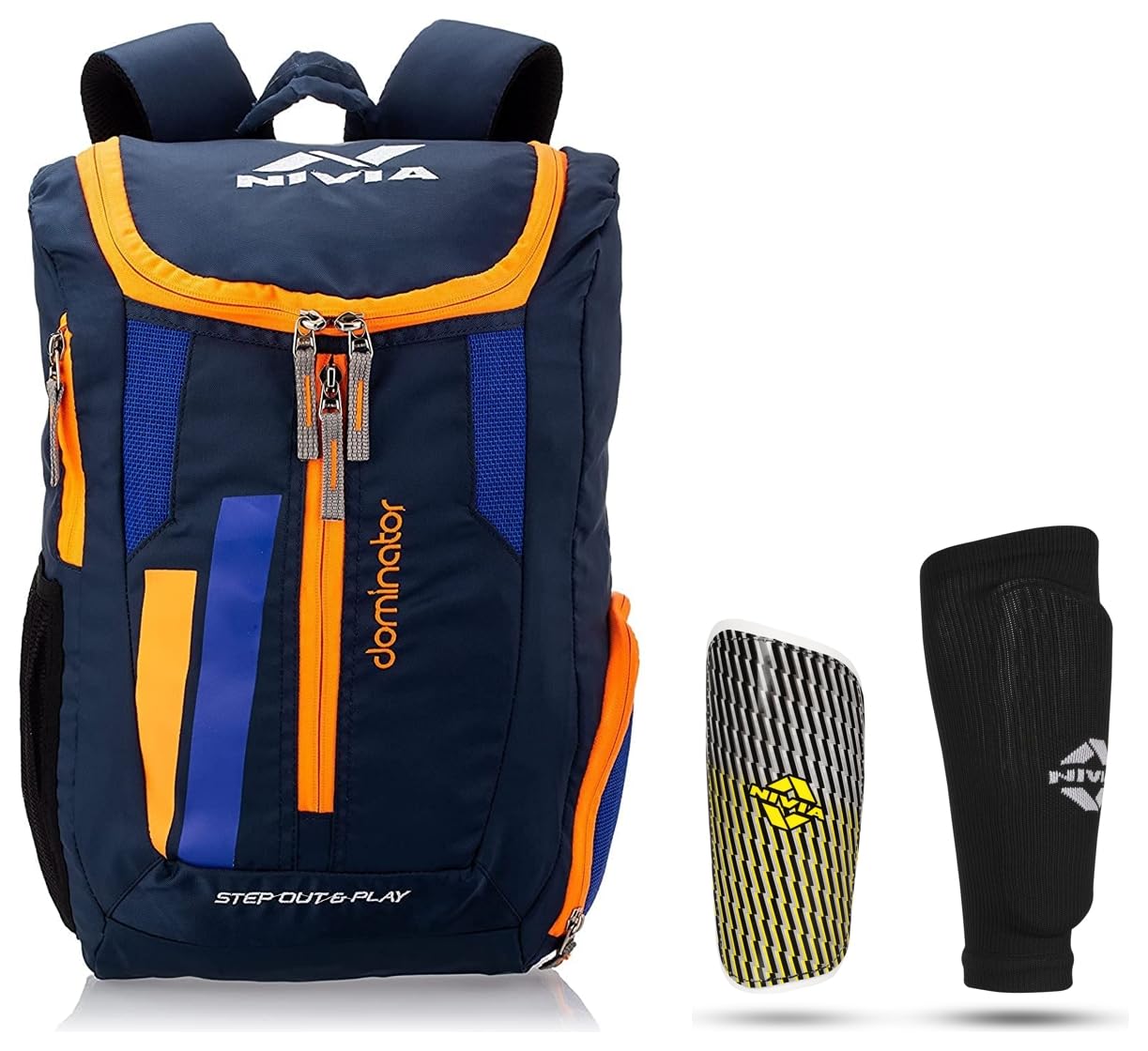 Nivia Dominator Shoe Bag (Navy, Orange) & Nivia Classic Shin Guards with Sleeves for Youth and Adults (Size-M) (B0CDGVRV82) Amazon Price History, Amazon Price Tracker